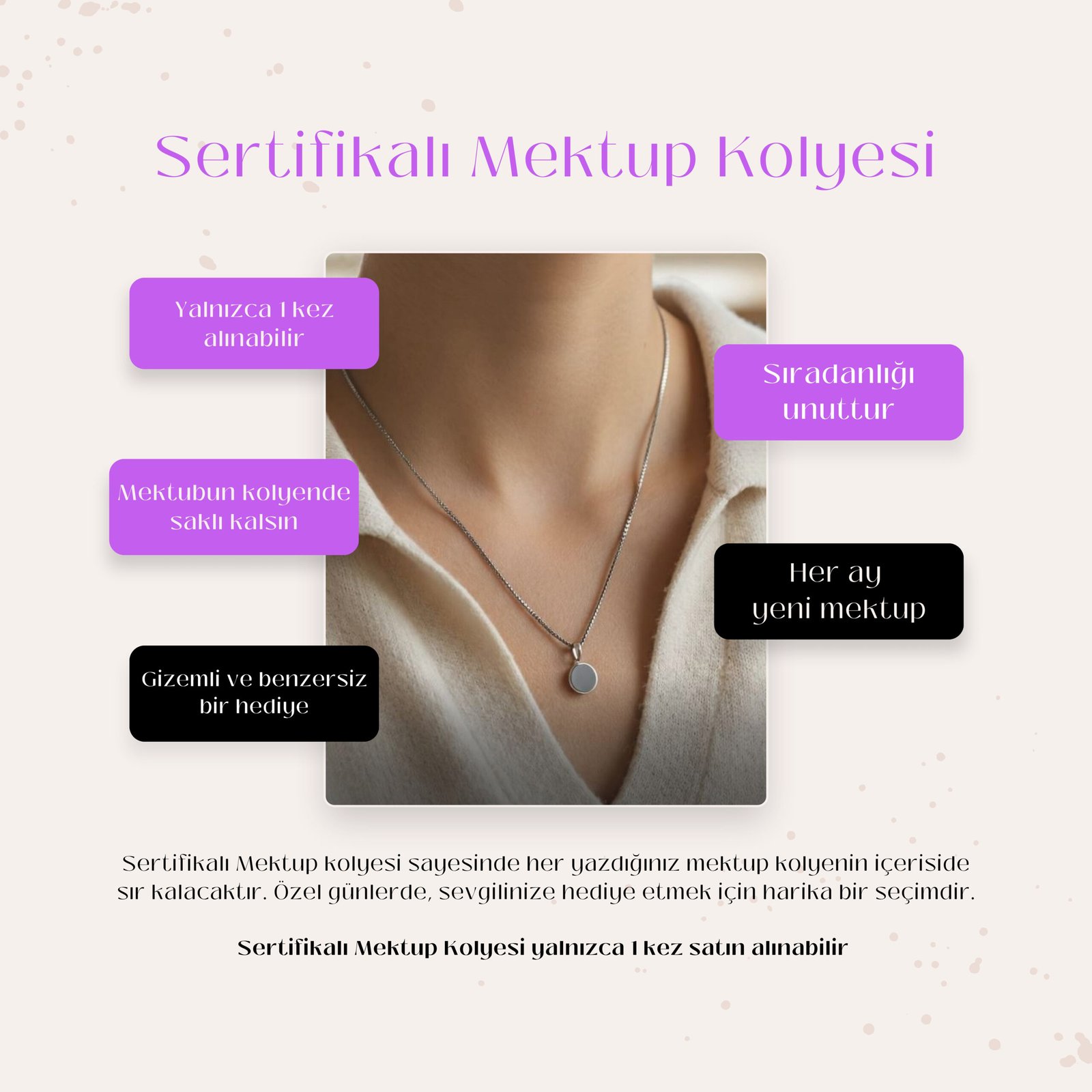 Sertifikalı Mektup Kolyesi